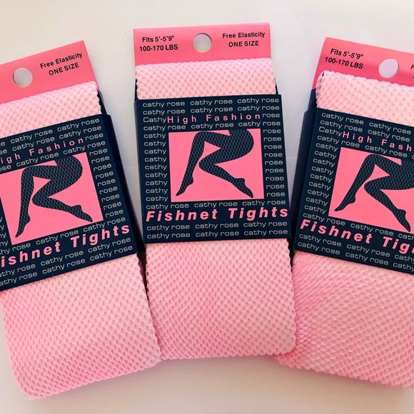 3-pack Cathy Rose Fishnet tights, fit 100-170 lbs, 5'- 5'9", PINK - Picture 4 of 6